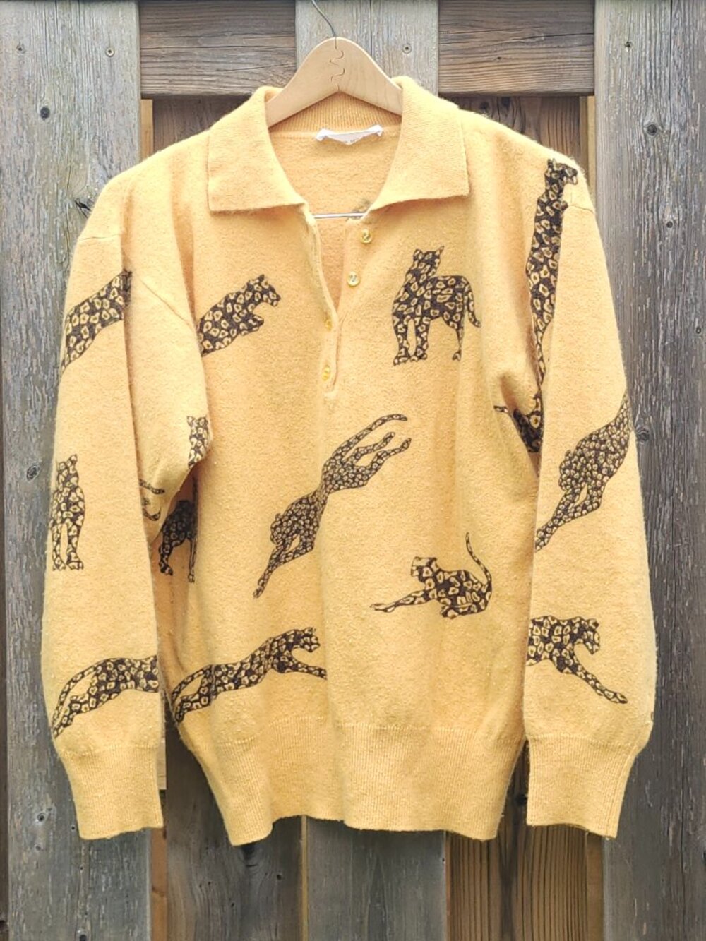 DRAMATIC CYMBRION Cheetah Sweater Women's Size Large Made in Italy ANGORA WOOL